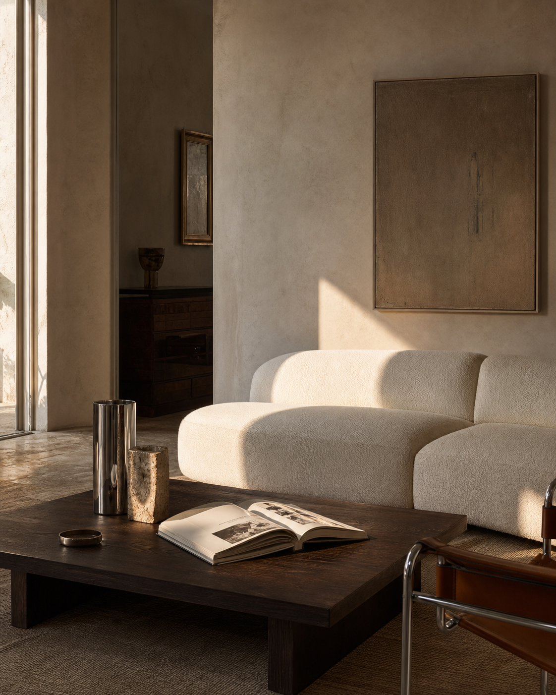 A quiet sitting room in late afternoon light
